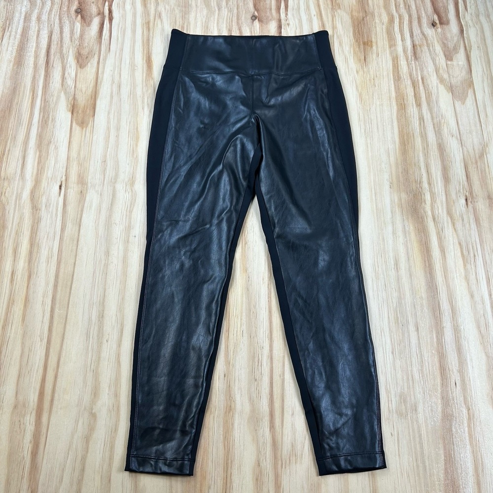Athleta Delancey Shine Tight Womens MP Black Pleather Leggings Petite